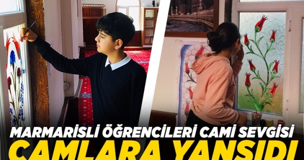 Marmarisli ortaokul öğrencilerinin cami sevgisi camlara yansıdı