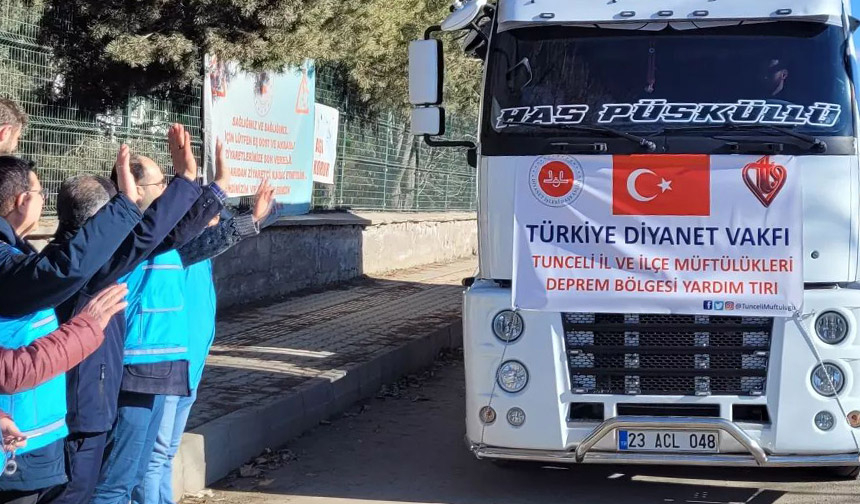 Hayırseverlerin desteğiyle hazırlanan “İyilik Tırı” Tunceli’den Adıyaman’a uğurlandı