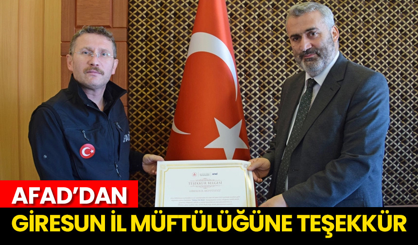 AFAD’dan Giresun İl Müftülüğüne teşekkür